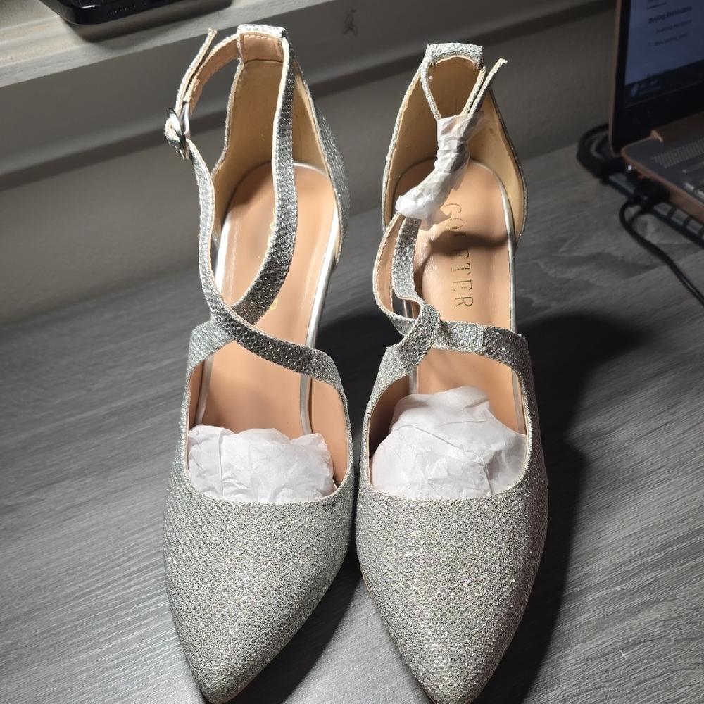 Chic Silver Glitter Women's Heels